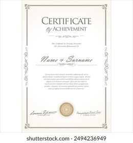 Certificate or diploma retro vintage design