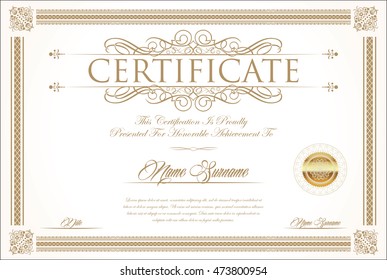 Certificate or diploma retro vintage design template