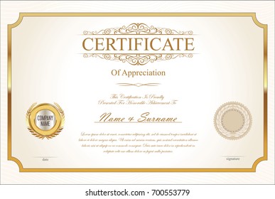 Certificate or diploma retro vintage design template