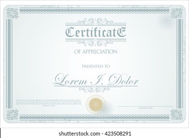 Certificate or diploma retro vintage template design