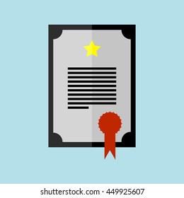 Certificate or diploma with a ribbon and stamp