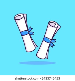 Certificate Diploma Roll, Illustrator, Cartoon, Vector, Icon Isolated