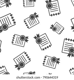 Certificate diploma seamless pattern background. Business flat vector illustration. Certificate symbol pattern.