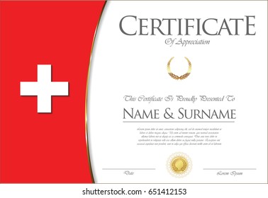 Certificate or diploma Switzerland flag design