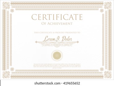 Vertical Template Certificate Diplomas Currency Vector Stock Vector ...