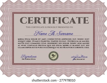 Certificate or diploma template. With background. Artistry design. Vector certificate template.