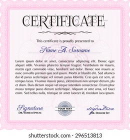 Plantilla de certificado o diploma. Borde, marco.Con fondo complejo. Buen diseño. 