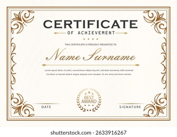 Certificado o diploma Plantilla en marrón
