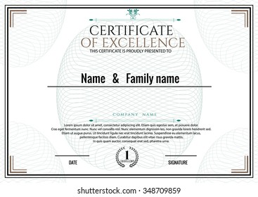 certificate ,diploma template ,classic style with ornate motif decoration vector illustration