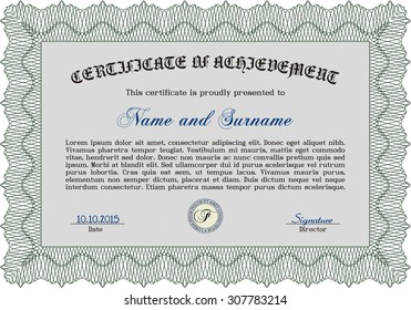 Certificate or diploma template. Diploma of completion.With guilloche pattern. Good design. 