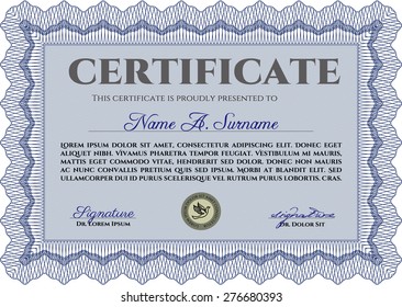 Certificate or diploma template. Complex background. Customizable, Easy to edit and change colors.Complex design. 