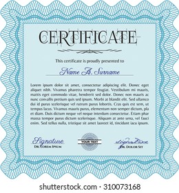 Certificate or diploma template. Complex background. Detailed.Cordial design. 