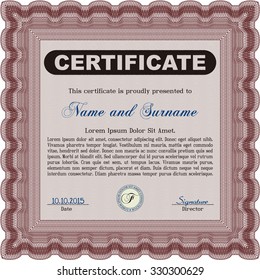 Certificate or diploma template. Complex background. Detailed.Cordial design. 