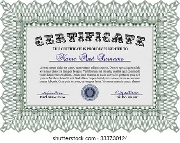 Certificate or diploma template. Complex background. Detailed.Cordial design. 