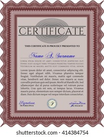 Certificate or diploma template. Customizable, Easy to edit and change colors. Cordial design. Easy to print. Red color.