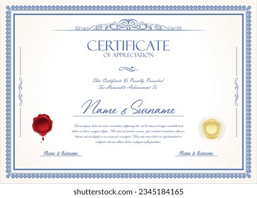 Certificate or diploma template with decorative design calligraphy elements