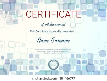 Certificate or diploma template. Certificate or diploma design. Certificate of Achievement. Template of Diploma.  Certificate or Diploma vector illustration.