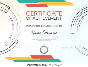 Certificate or diploma template design. Certificate of Achievement. Template of Diploma.  vector illustration.