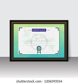 Certificate or diploma template design in frame.