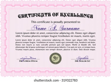 Certificate or diploma template. Detailed.Printer friendly. Retro design. 