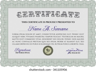 Certificate or diploma template. Detailed.Printer friendly. Nice design. 