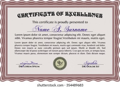 Plantilla de certificado o diploma. Detallado.Con fondo lineal complejo. Buen diseño. 