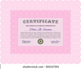 Certificate or diploma template. Easy to print. Lovely design. Money style.