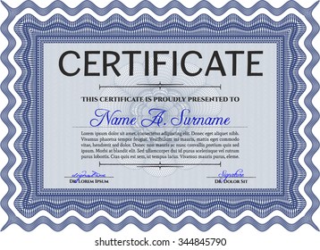Certificate or diploma template. Easy to print. Retro design. Border, frame.