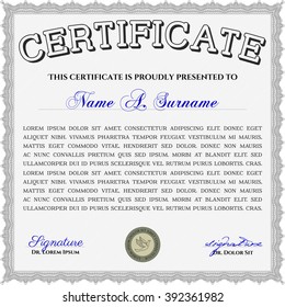 Certificate or diploma template. Easy to print. Cordial design. Customizable, Easy to edit and change colors. Grey color.