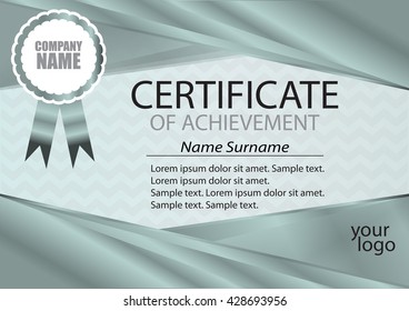 Certificate or diploma template. Frame. The text on separate layers. Reward. Winning the competition. Award winner. Vector illustration.