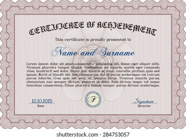 Certificate or diploma template. With great quality guilloche pattern. Frame certificate template Vector.Superior design. 