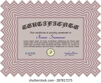 Certificate or diploma template. With great quality guilloche pattern. Beauty design. Money style.