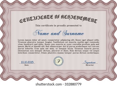 Plantilla de certificado o diploma. Con un patrón de guilloche de gran calidad. Bonito diseño. Personalizable, fácil de editar y cambiar los colores.