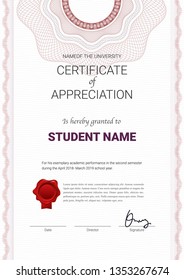 Certificate or diploma template with guilloche style in vector illustration