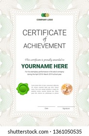 Certificate or diploma template with guilloche style in vector illustration.