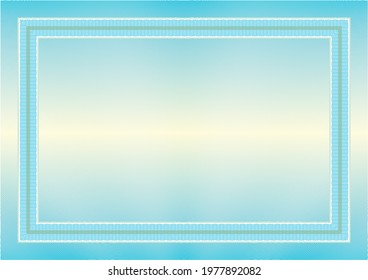 Certificate diploma template. Light blue gradient vector stock background texture. Changable outline and background colors. For schools, online cources, web design and achievments. Light blue theme.