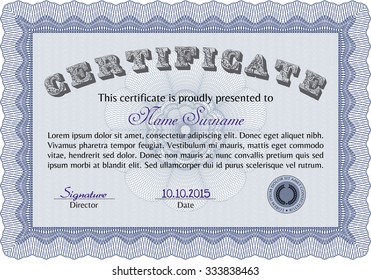 Plantilla de certificado o diploma. Con fondo lineal. Plantilla de certificado vectorial.Diseño sofisticado. 