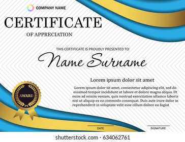 certificate or diploma template with luxury pattern,and award symbol,Vector illustration 