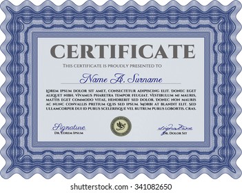 Certificate or diploma template. Money style.With background. Elegant design. 
