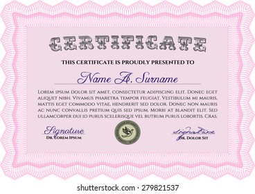 Plantilla de certificado o diploma. Buen diseño. Con fondo lineal. Diploma de terminación.