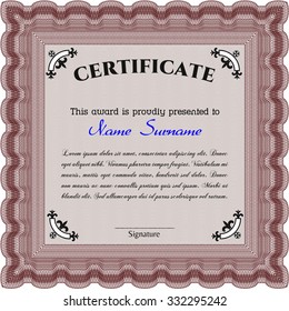 Certificate or diploma template. Nice design. Vector illustration.With great quality guilloche pattern. 