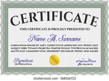 Certificate or diploma template. Nice design. With linear background. Diploma of completion.