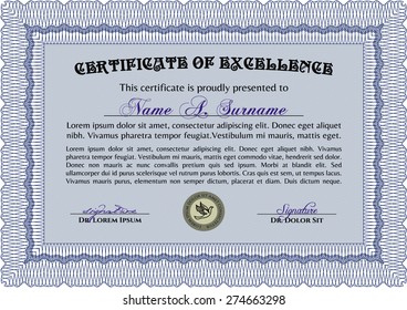 Certificate or diploma template. With quality background. Sophisticated design. Detailed.