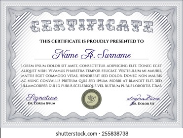 Certificate or diploma template. Quality design.
