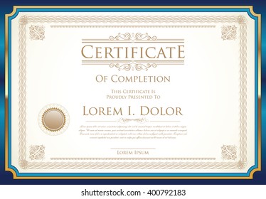 Certificate or diploma template retro vintage design