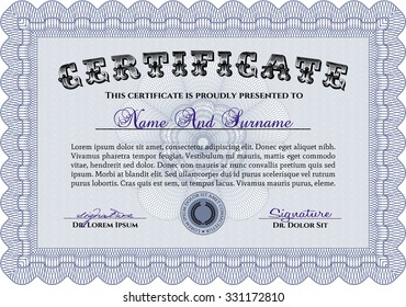 Certificate or diploma template. Superior design. Vector pattern that is used in currency and diplomas.Printer friendly. 