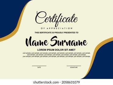 Certificate or diploma template with Unique Frame Border. Customizable, Easy to edit and change colors.