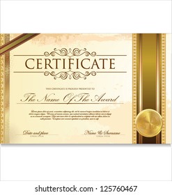Certificate or diploma template, vector illustration