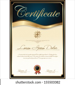 Certificate or diploma template, vector illustration