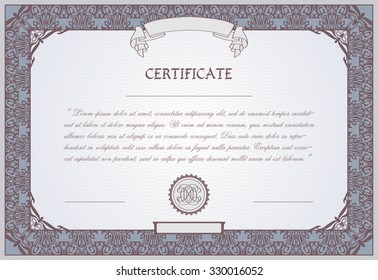 Certificate, diploma template, vector illustration